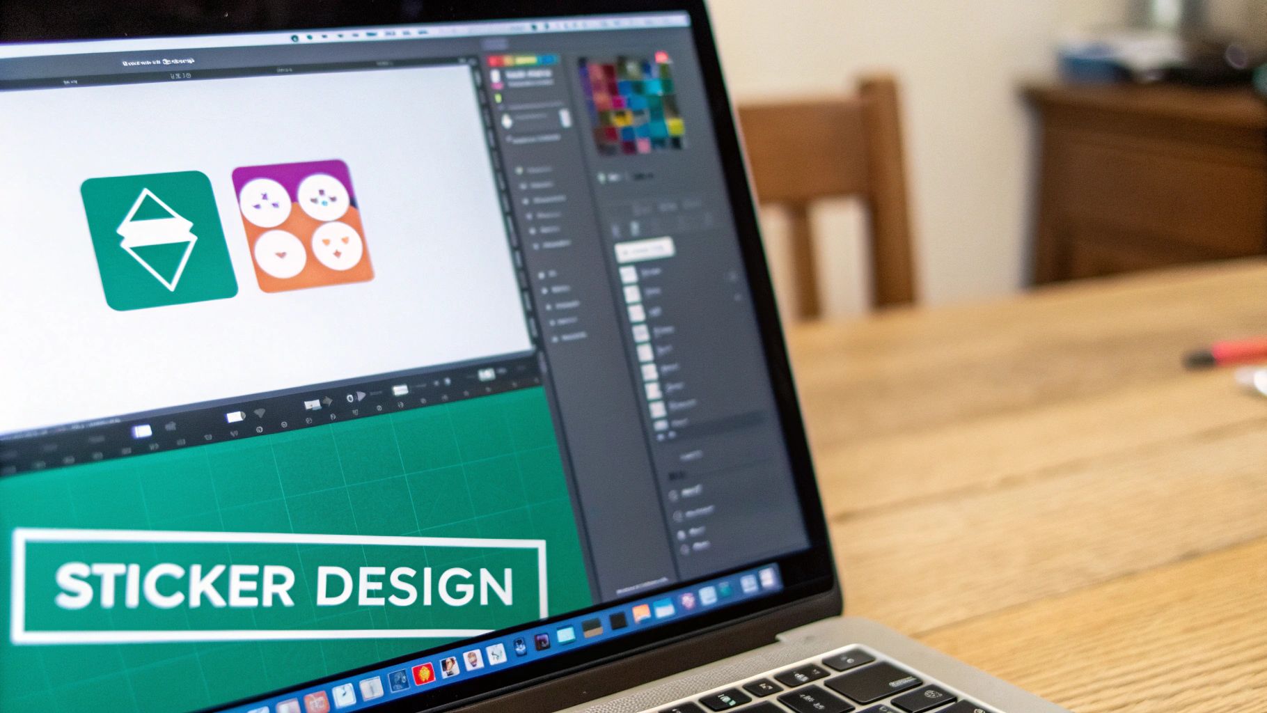 A laptop screen showing the Canva interface being used to design a custom Instagram sticker.