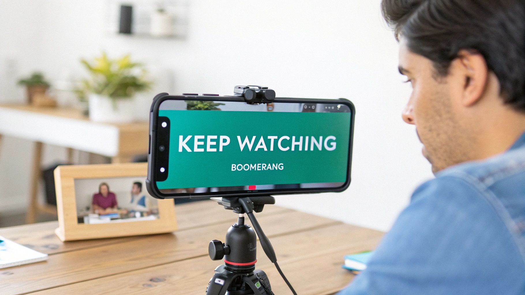 A person's hands holding a smartphone displaying an Instagram story being created