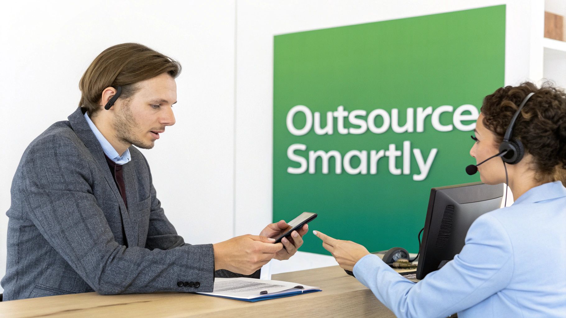 A team collaborating around a laptop, strategizing on a laptop.
