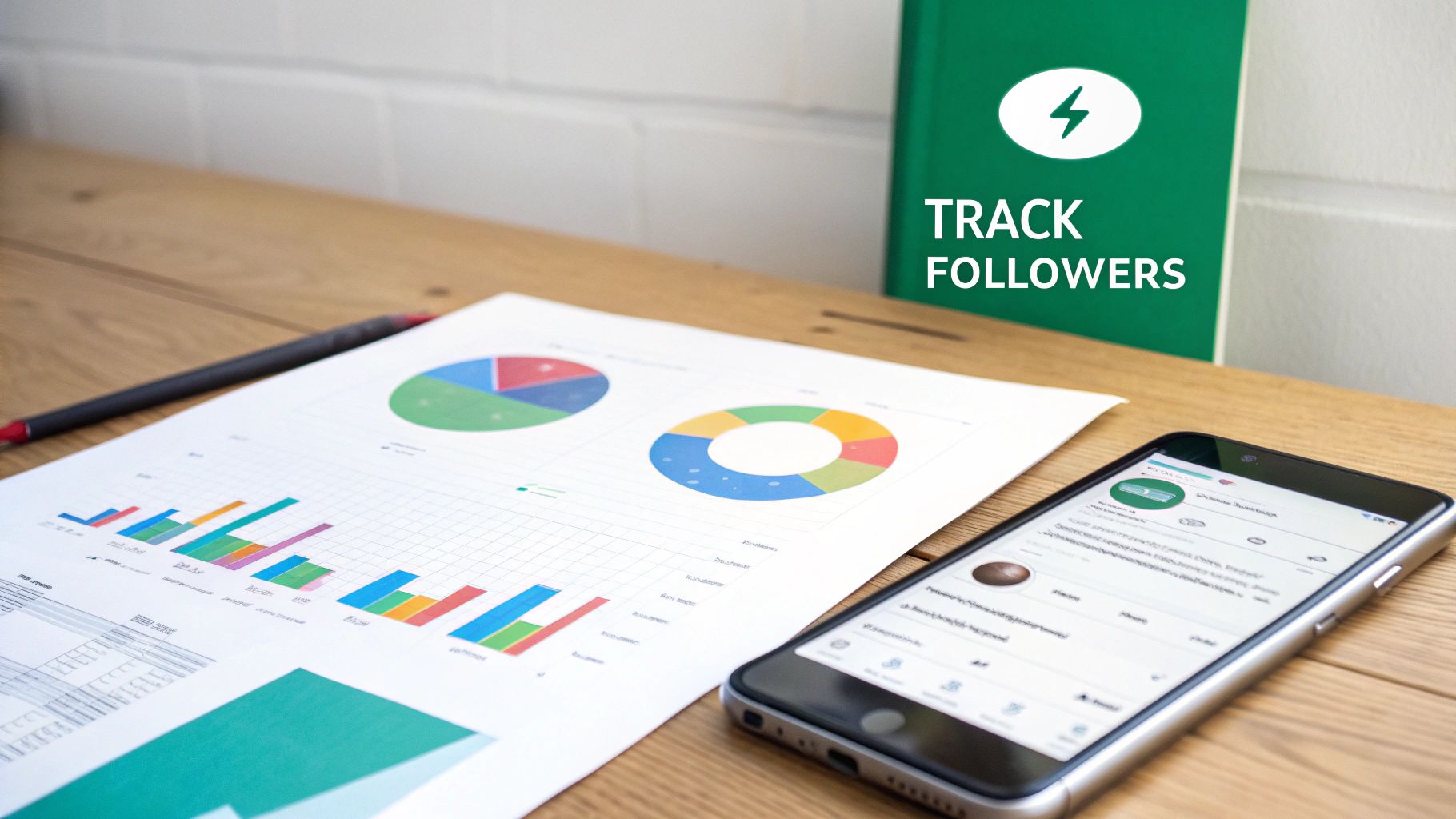 A person analyzing an Instagram growth chart on a smartphone screen, symbolizing the use of a followers tracker.