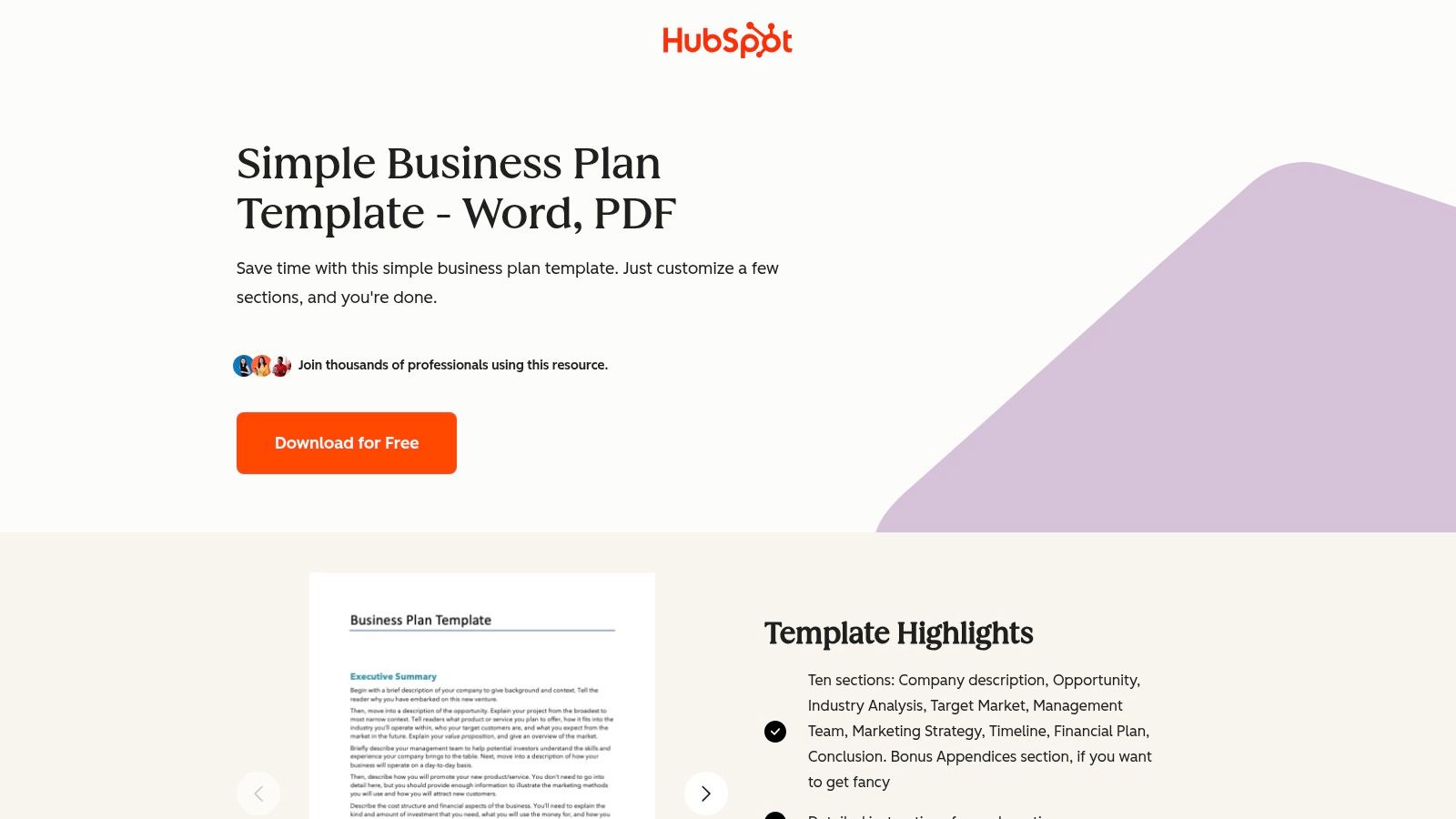 HubSpot Business Plan Templates