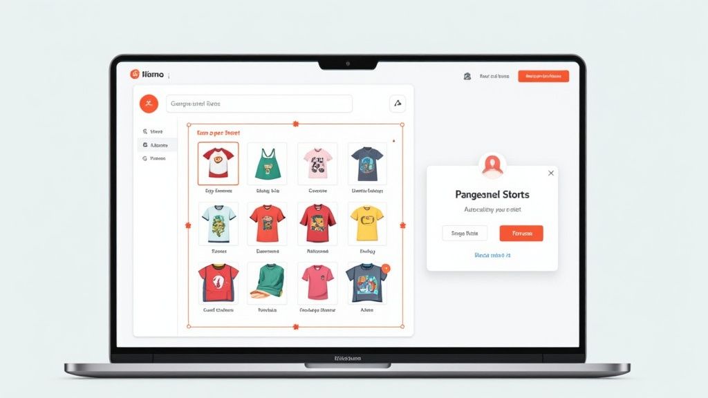 Colorful DTF gang sheet with multiple designs arranged for printing.