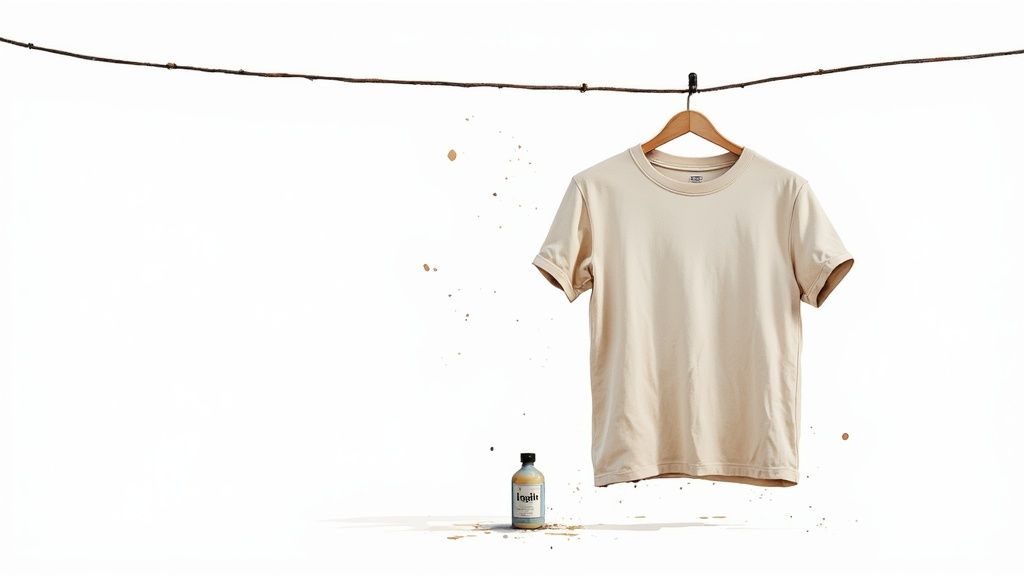 A person neatly folding a vibrant DTF printed shirt on a clean surface.