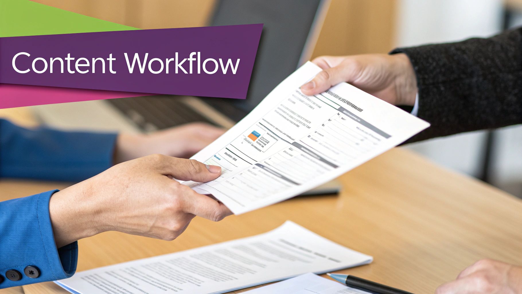 A diagram showcasing the structured content workflow from GatherContent, moving from planning to production and review.