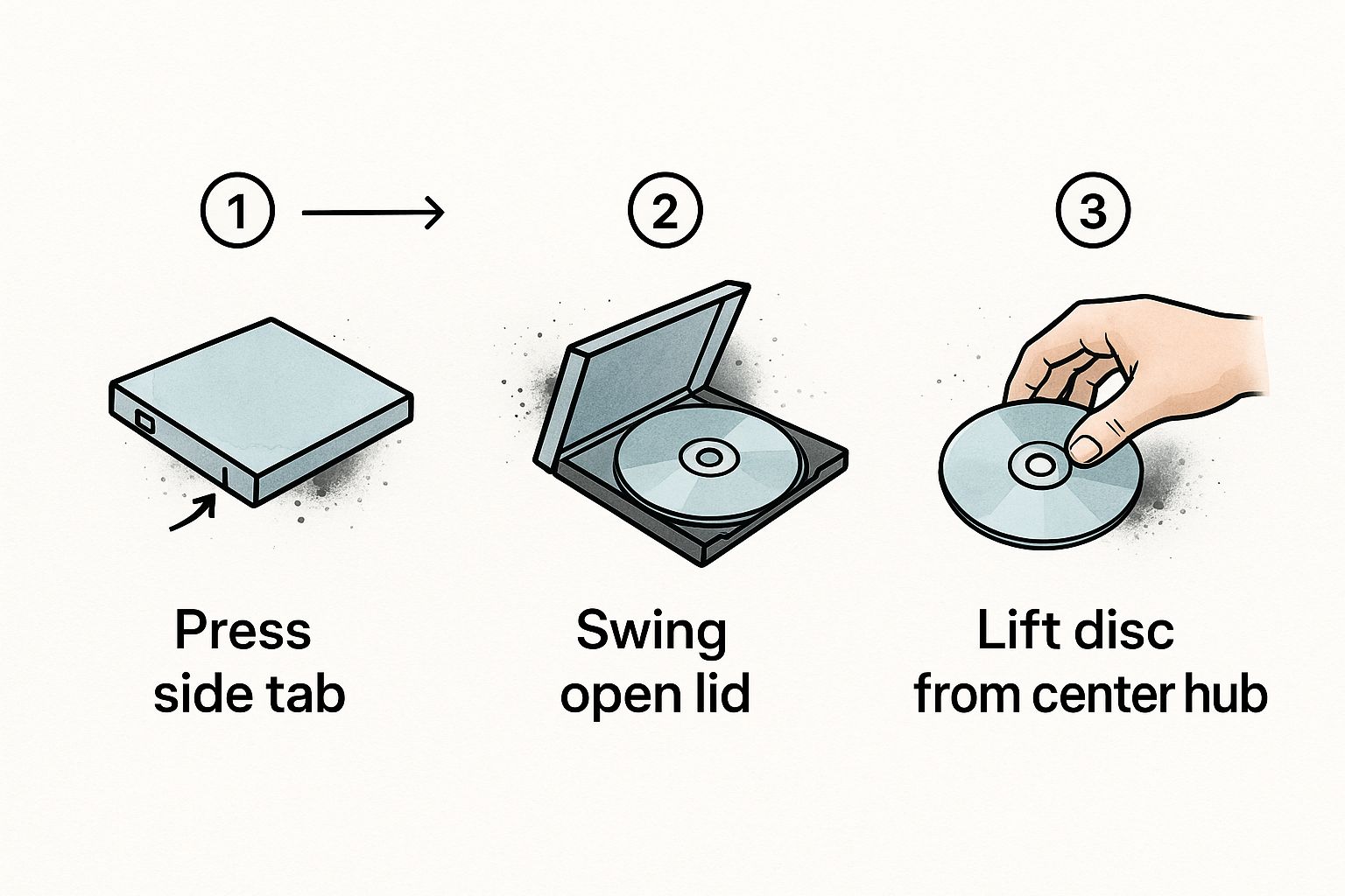 Infographic about how to open a cd