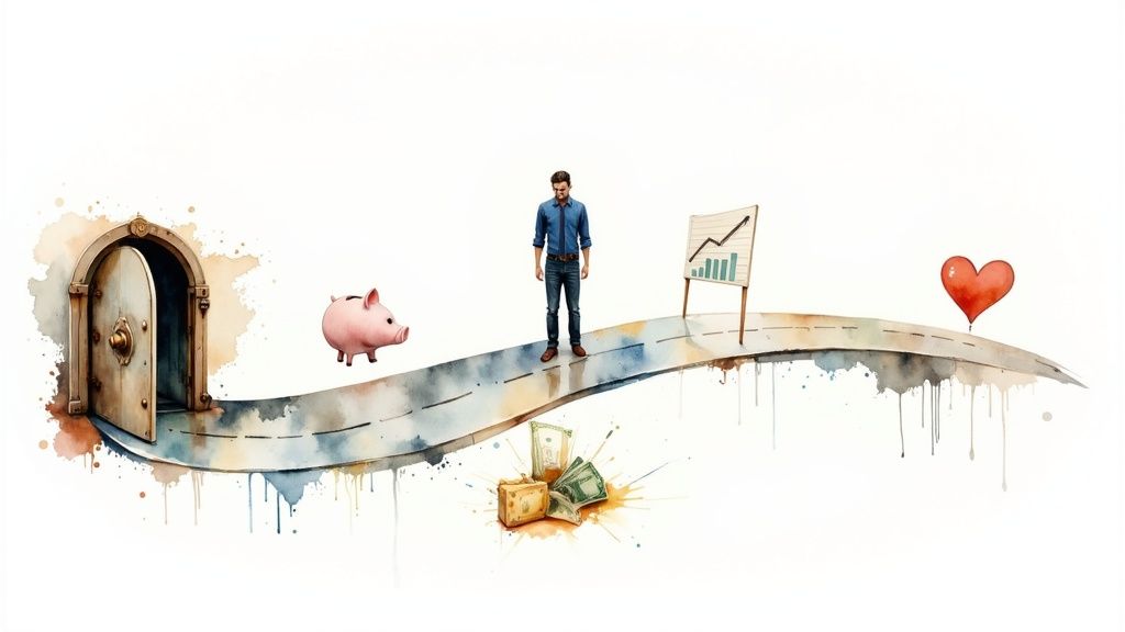 A person strategically placing building blocks, symbolizing smart financial planning to avoid penalties.