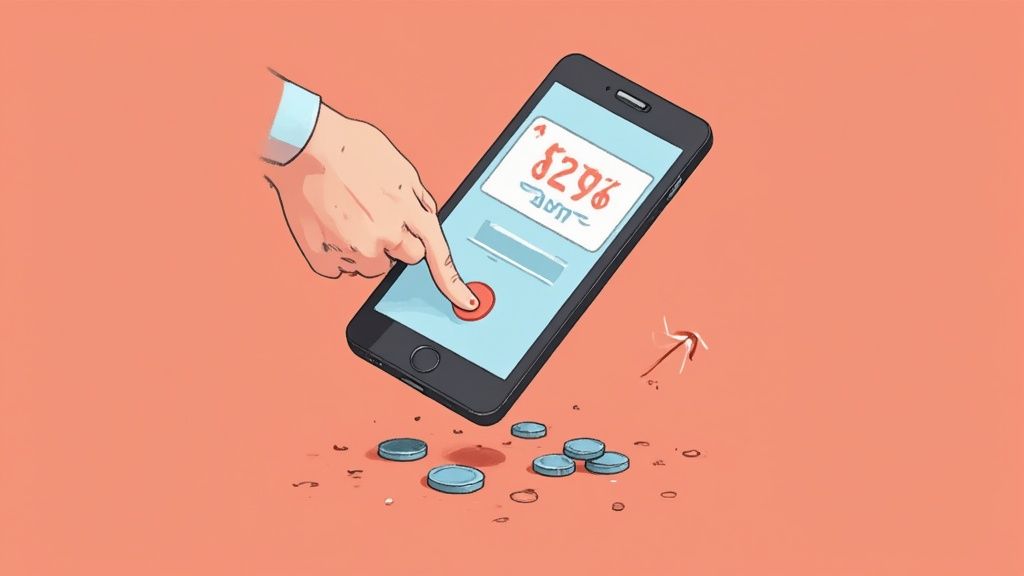 Eine Person hält ein Smartphone und tätigt eine Online-Zahlung in einem Casino