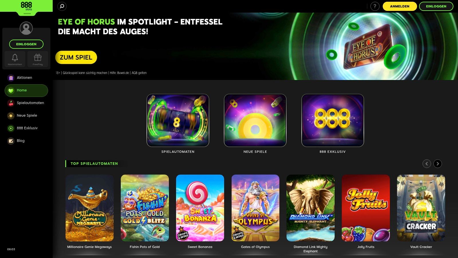 888slots: Top-Angebote oft ohne Umsatzbedingungen