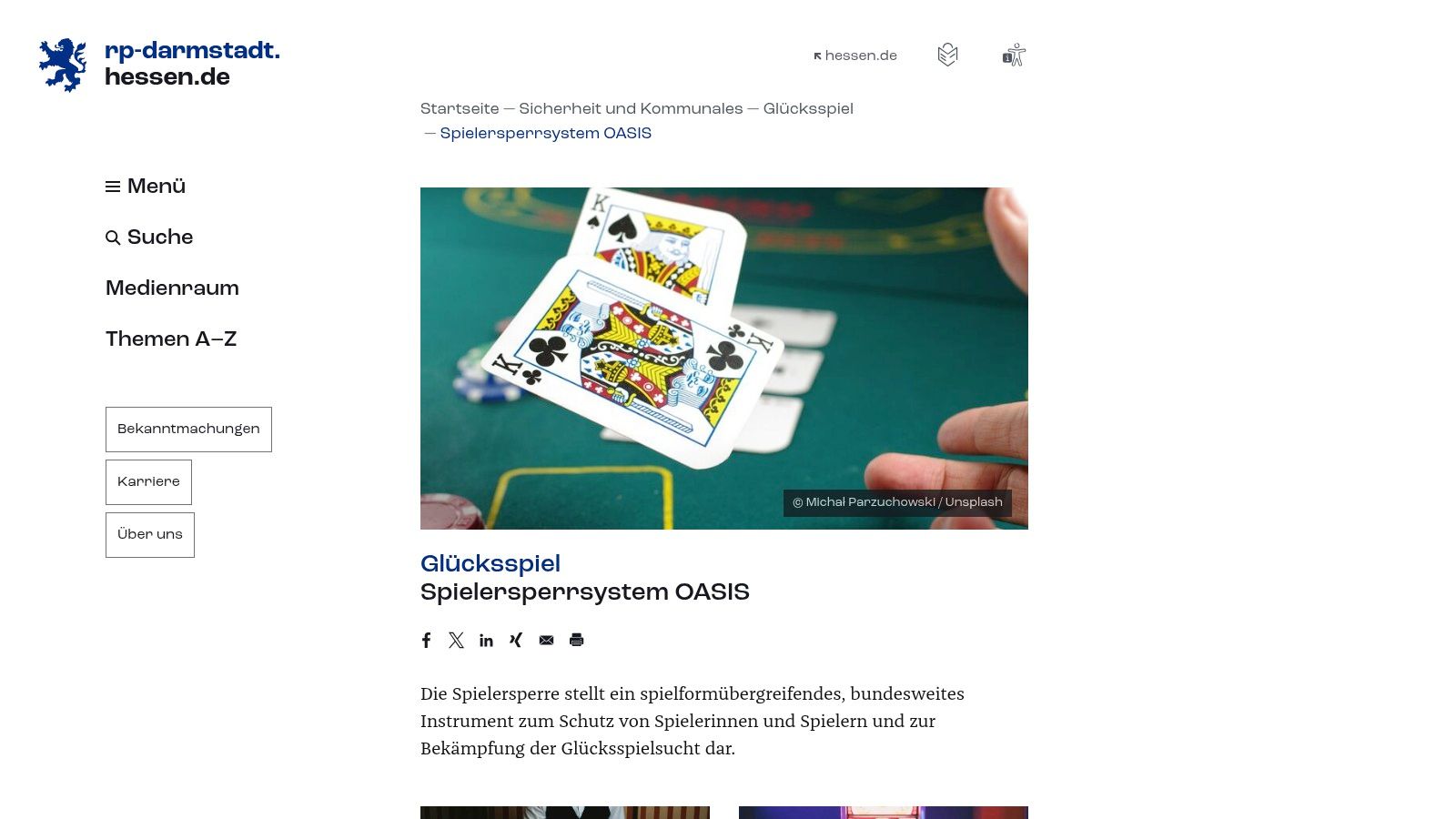 Regierungspräsidium Darmstadt – OASIS Spielersperrsystem (offiziell)