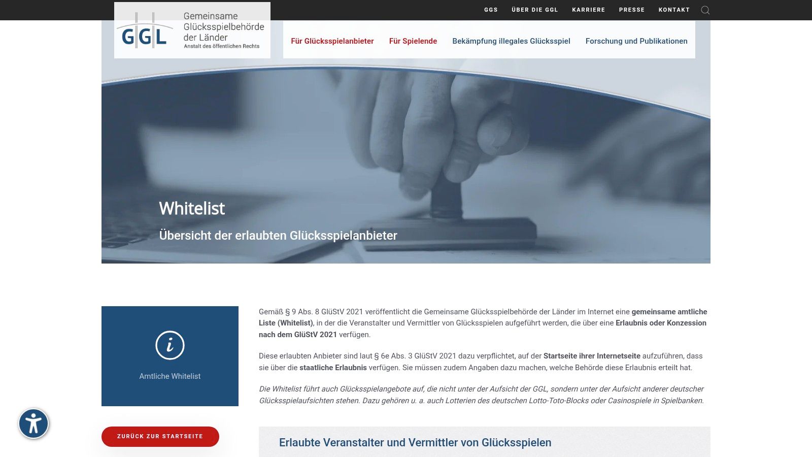 GGL-Whitelist (Offizielle Whitelist der Glücksspielbehörde)