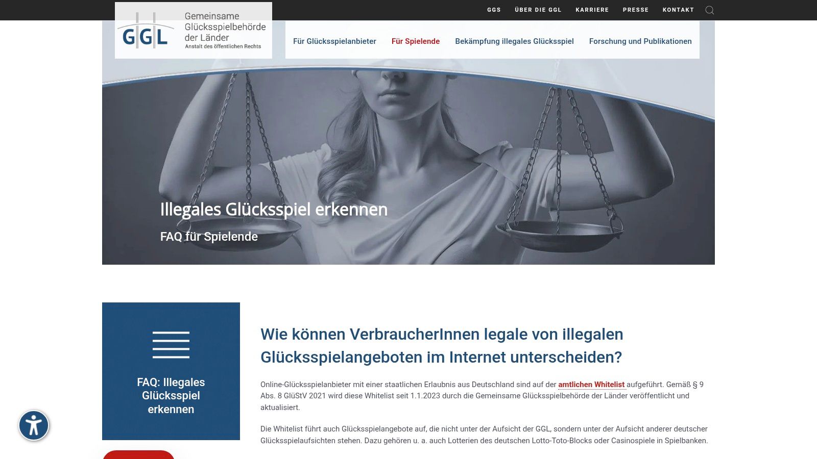 GGL – 'Illegales Glücksspiel erkennen' (FAQ)