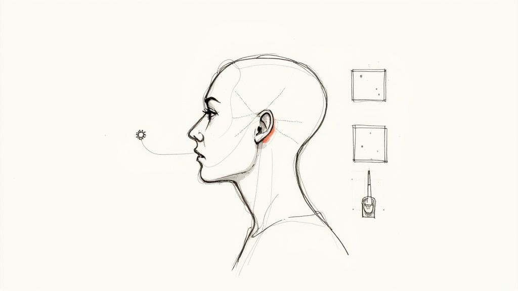 A digital illustration showing a brain with neural networks, symbolizing the AI process behind headshot generation.