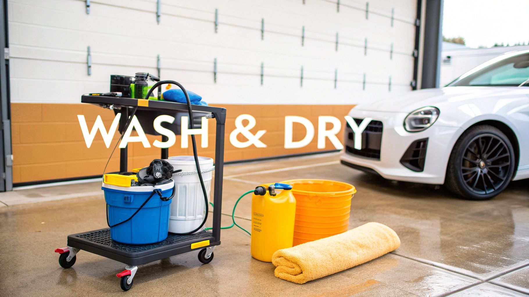 A detailer vacuuming the interior of a car
