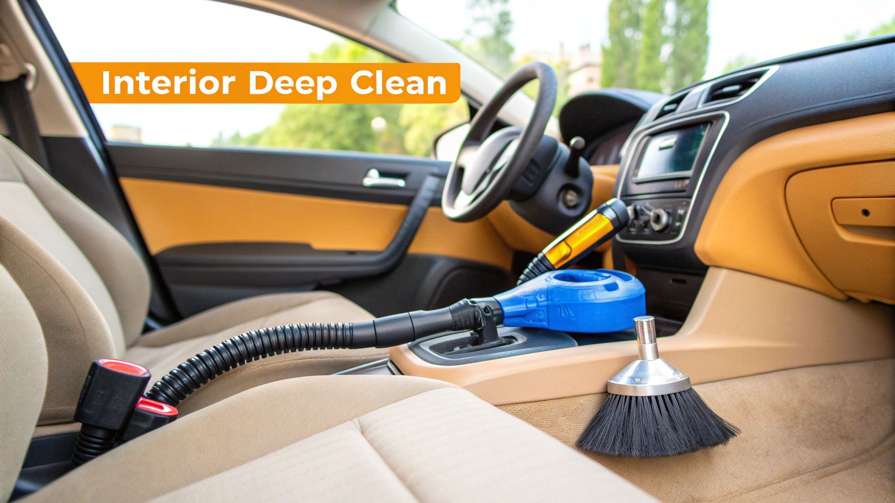 A detailer polishing a black car to a high gloss