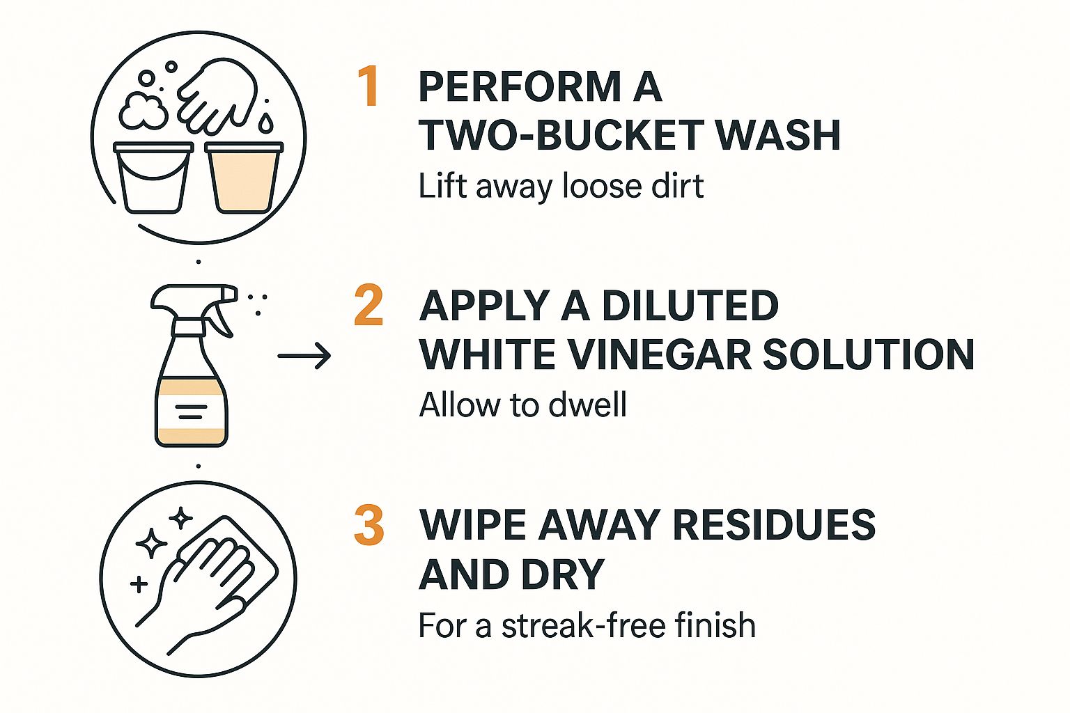 Infographic about how to remove water spots from car paint