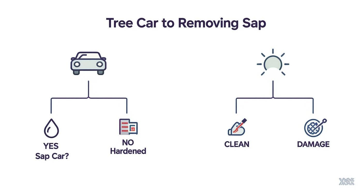 Infographic about how to remove sap from a car
