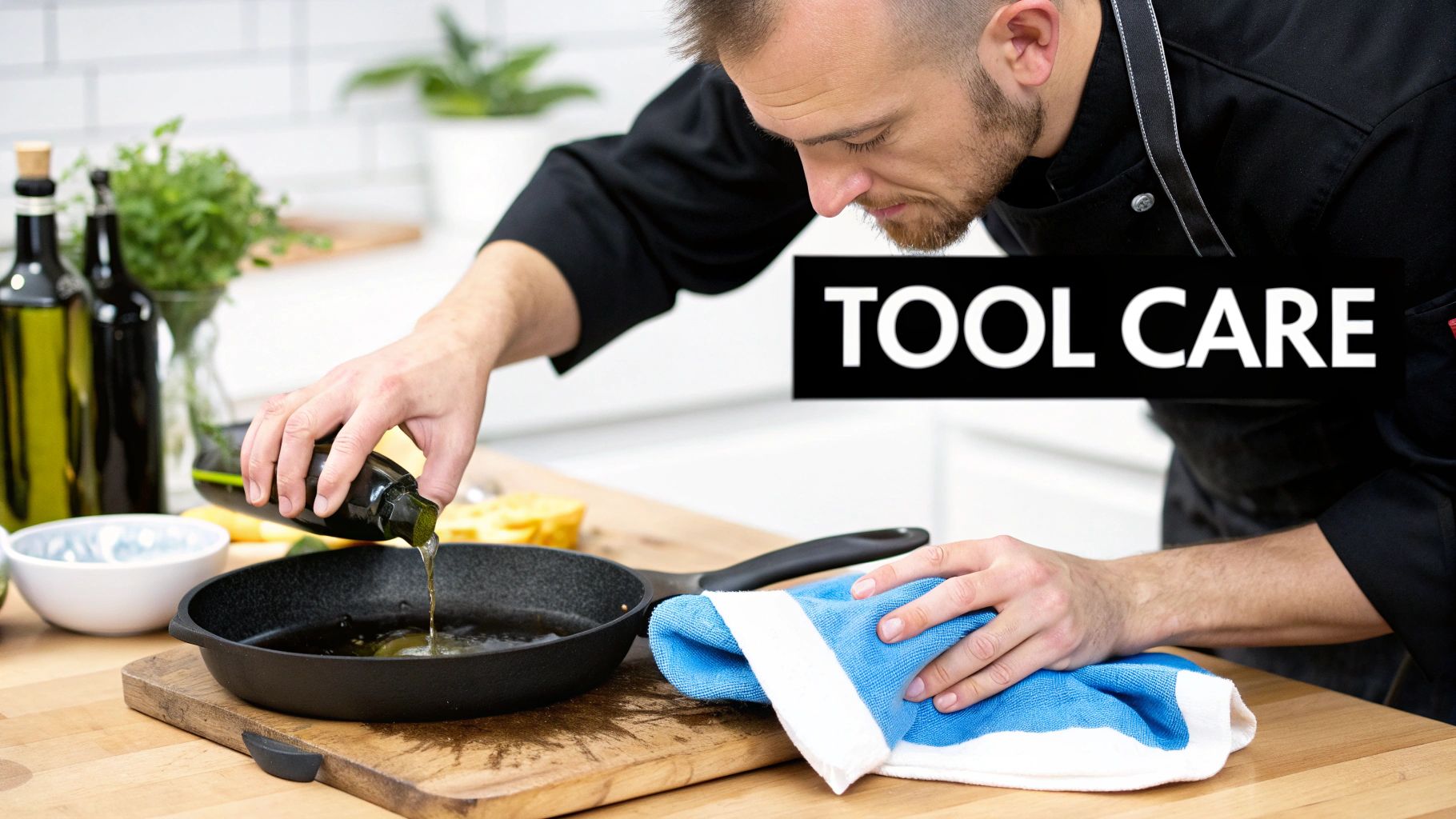 A person carefully cleaning a stainless steel kitchen accessory, showcasing proper maintenance.