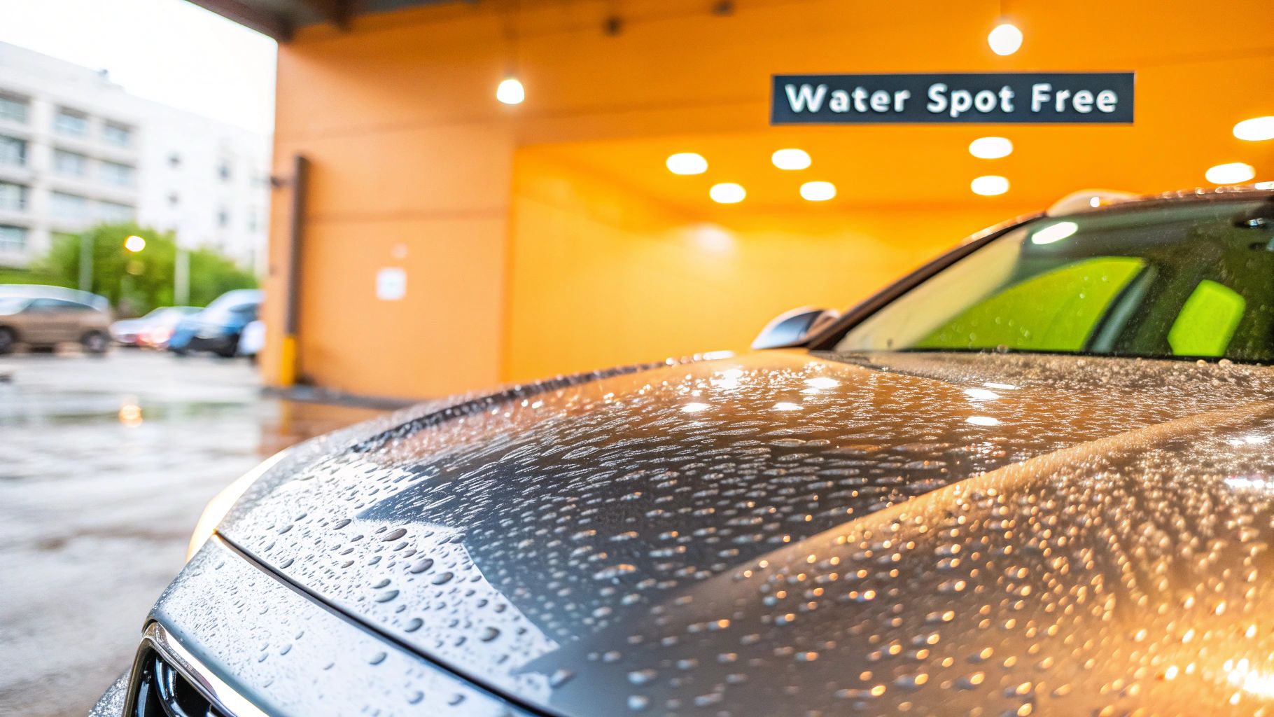 Water spots on a black car