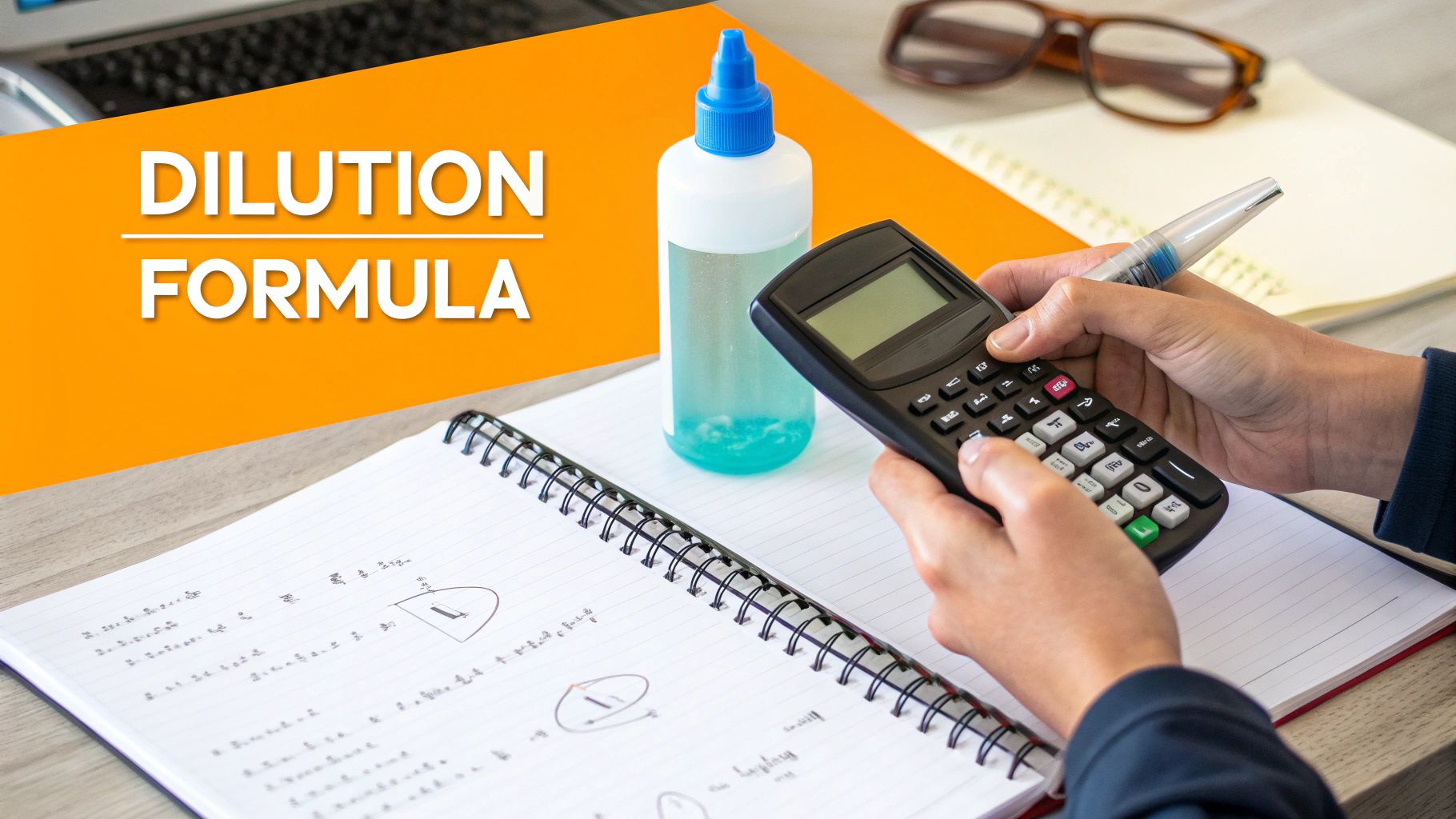 A person using a measuring cup to pour a clear liquid into a spray bottle.