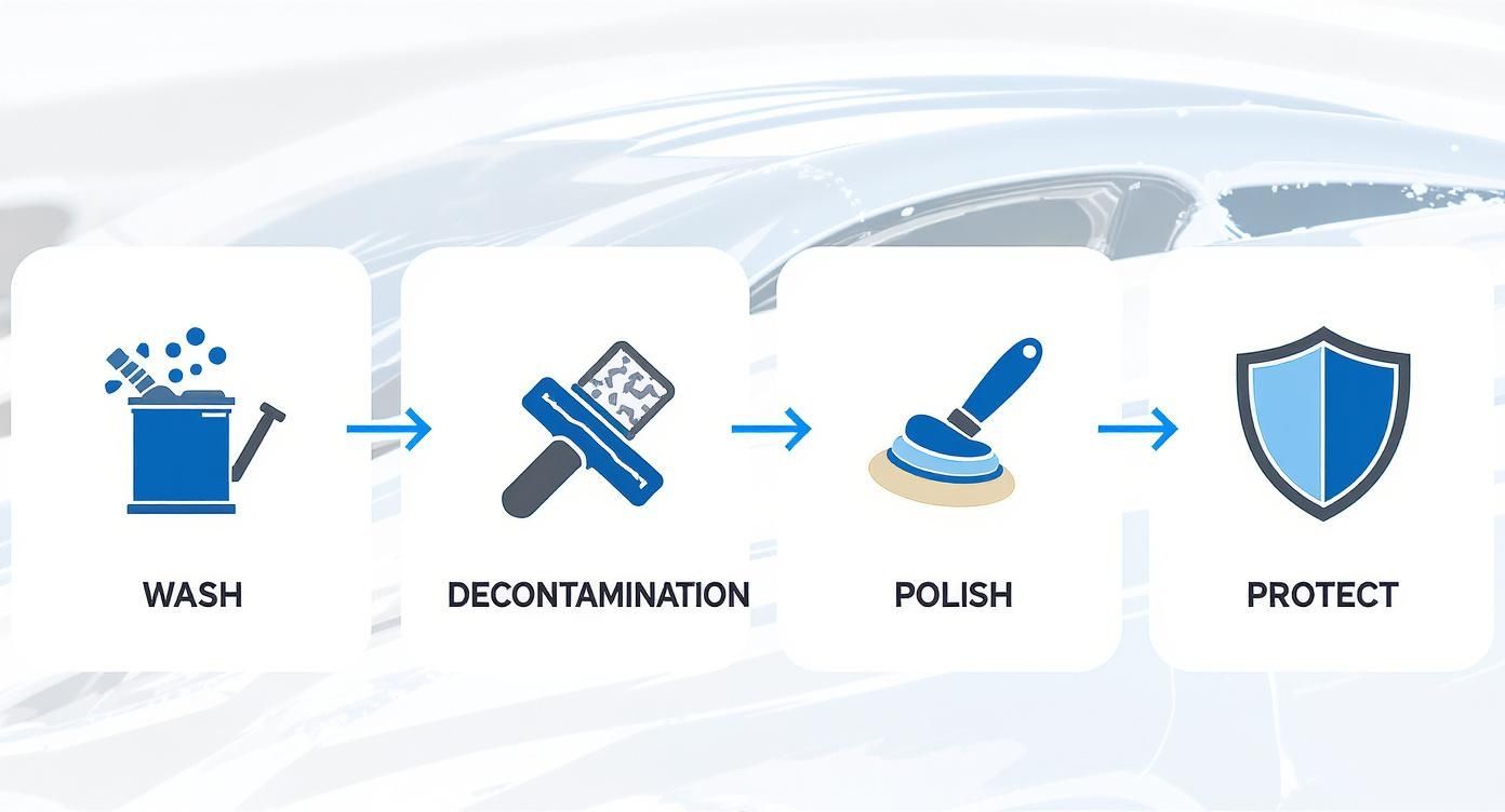 Infographic about detailing a car step by step