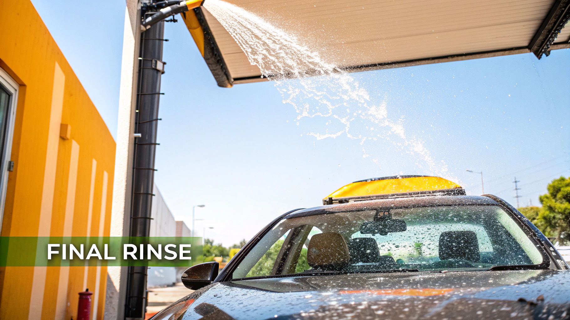 A close-up of a person cleaning a stubborn stain on a car