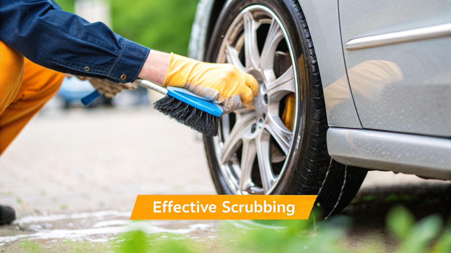 Stubborn grime on a car rim