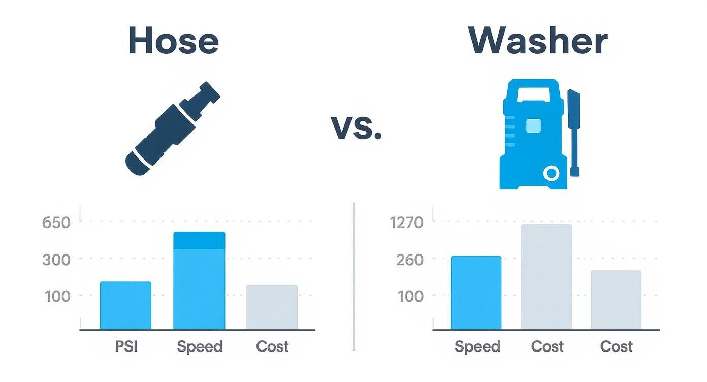 Infographic about turn your hose into a pressure washer