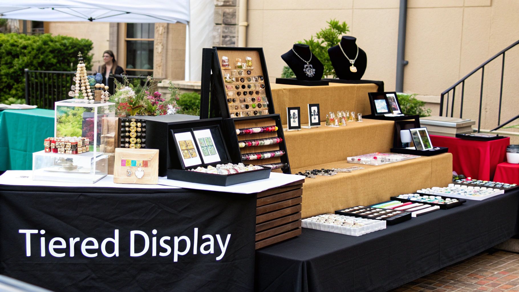 Interactive Display Tables with Tiered Product Showcases