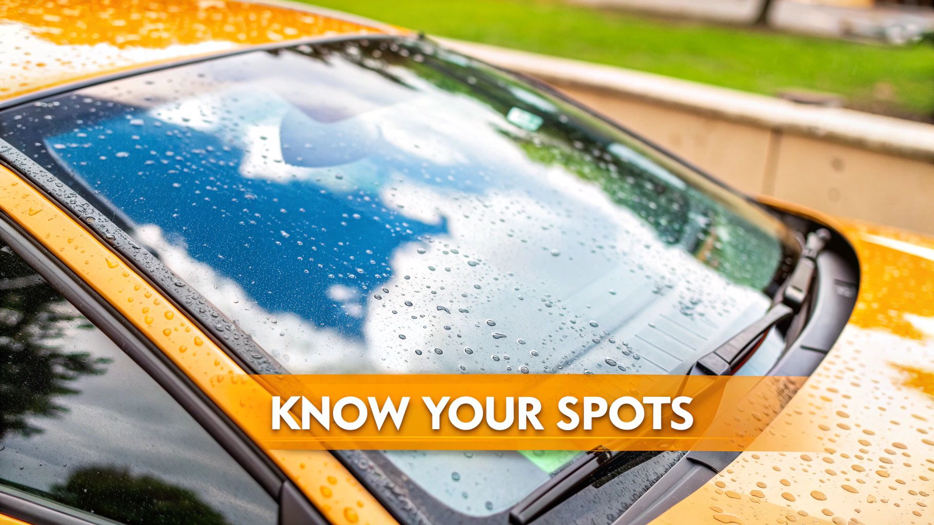 Water spots on a windshield