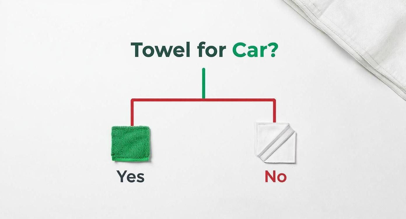 Infographic decision tree for choosing a car wash drying towel