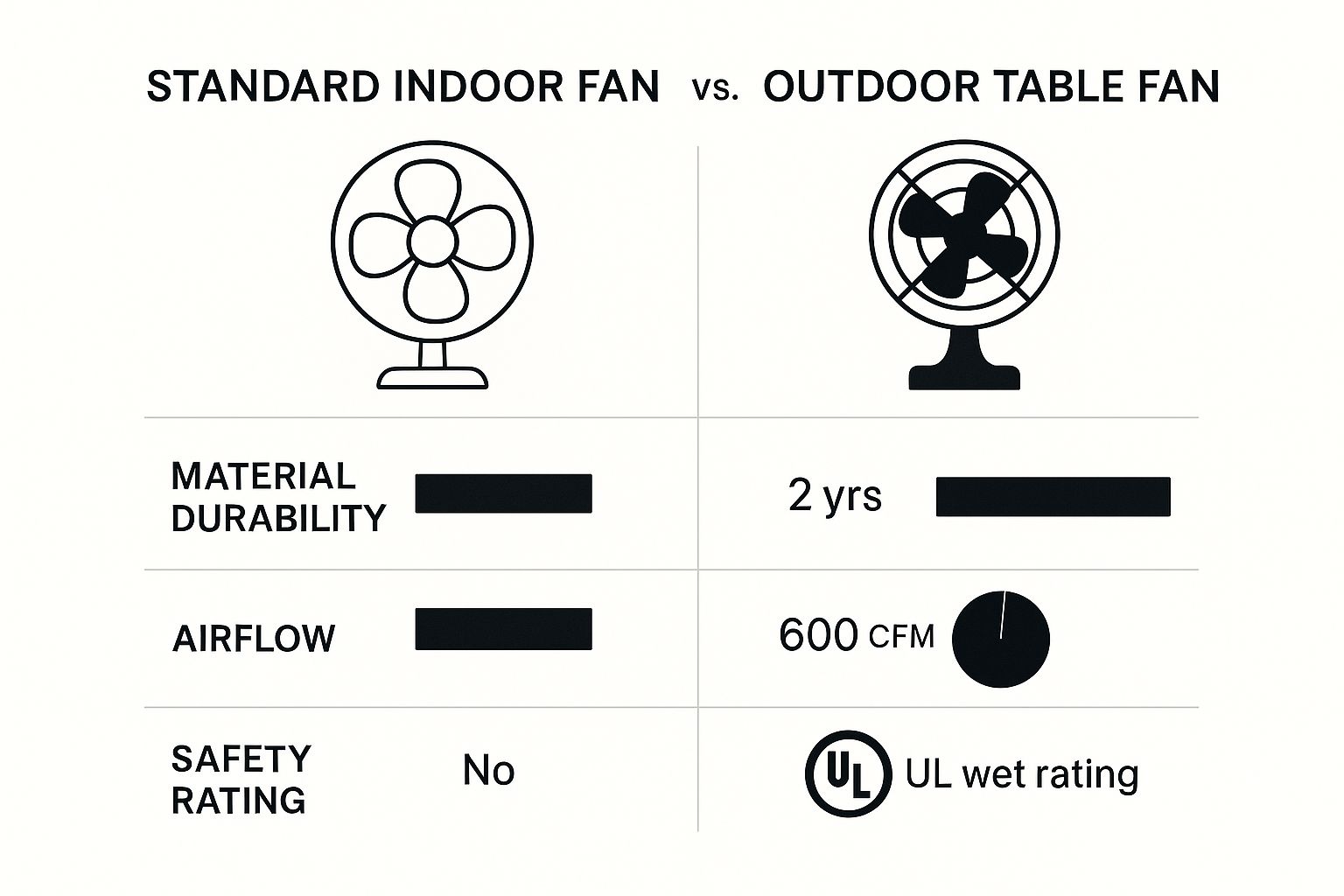 Infographic about outdoor table fans