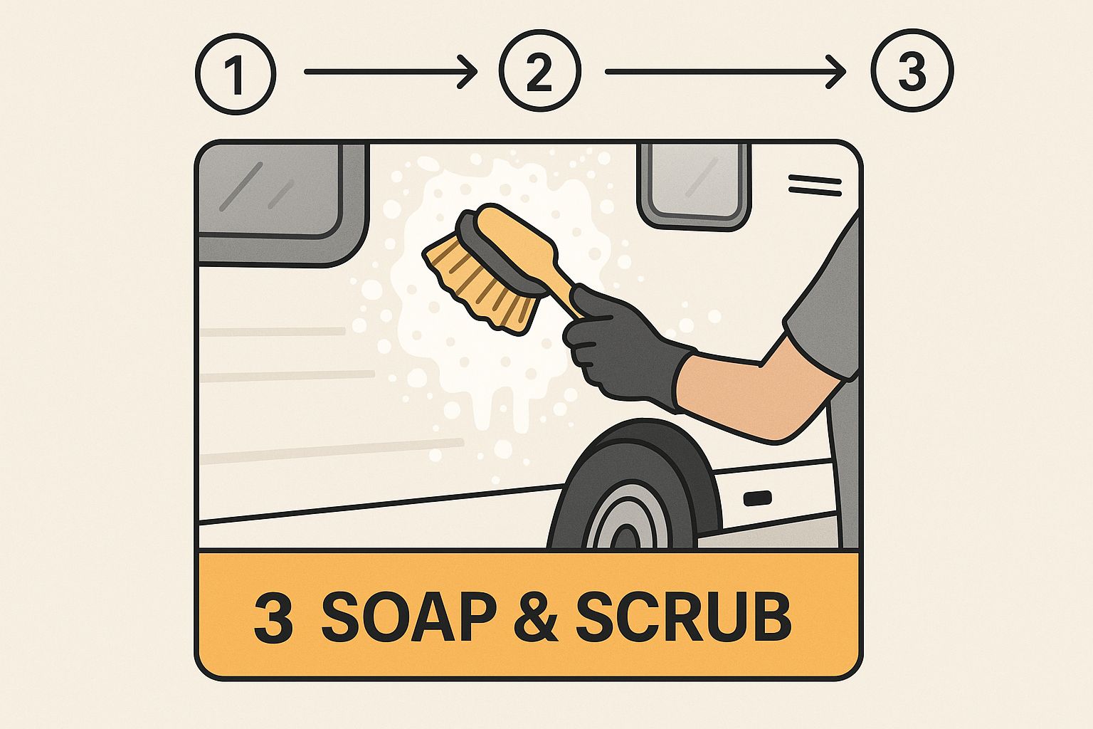 Infographic about how to wash an rv