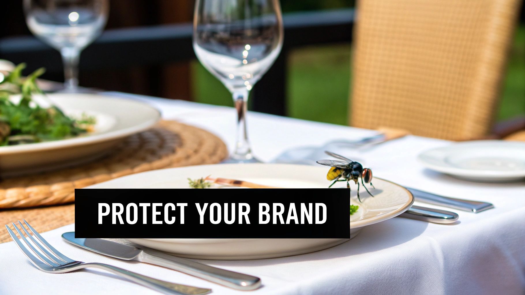 A bustling restaurant patio with elegant fly fans placed on tables, creating a comfortable and pest-free dining experience.