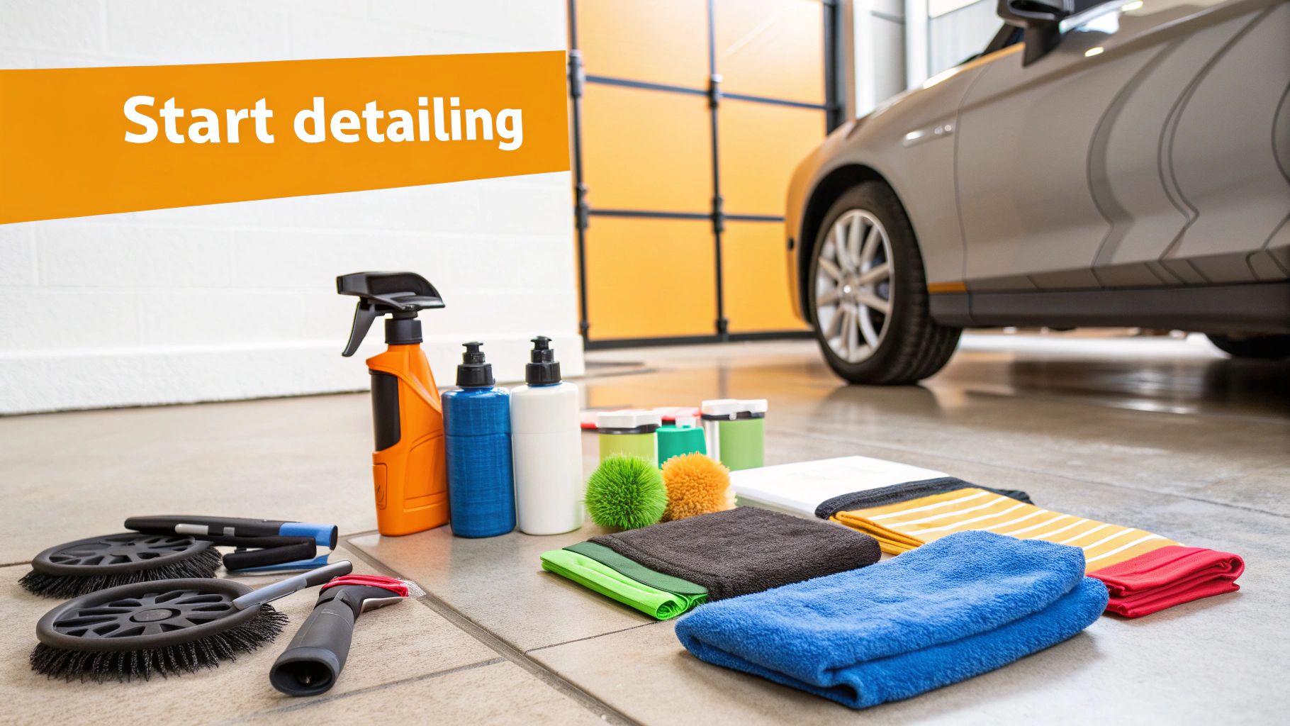 A person carefully washing a dark car with a soapy wash mitt and foam