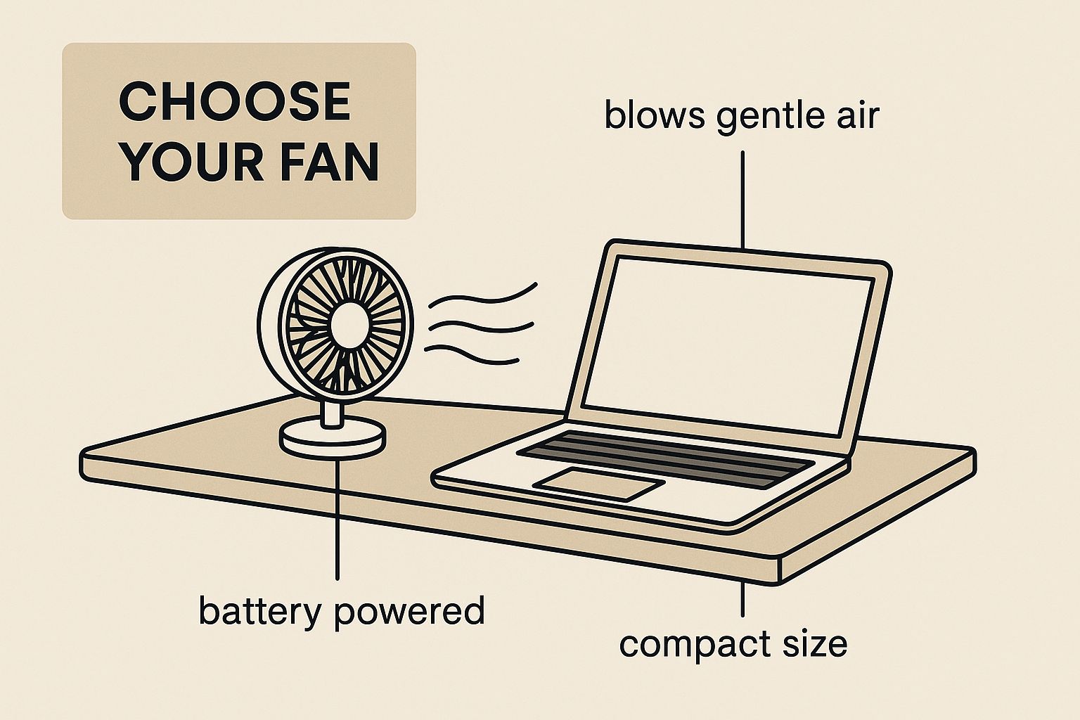 Infographic about battery powered cooling fans
