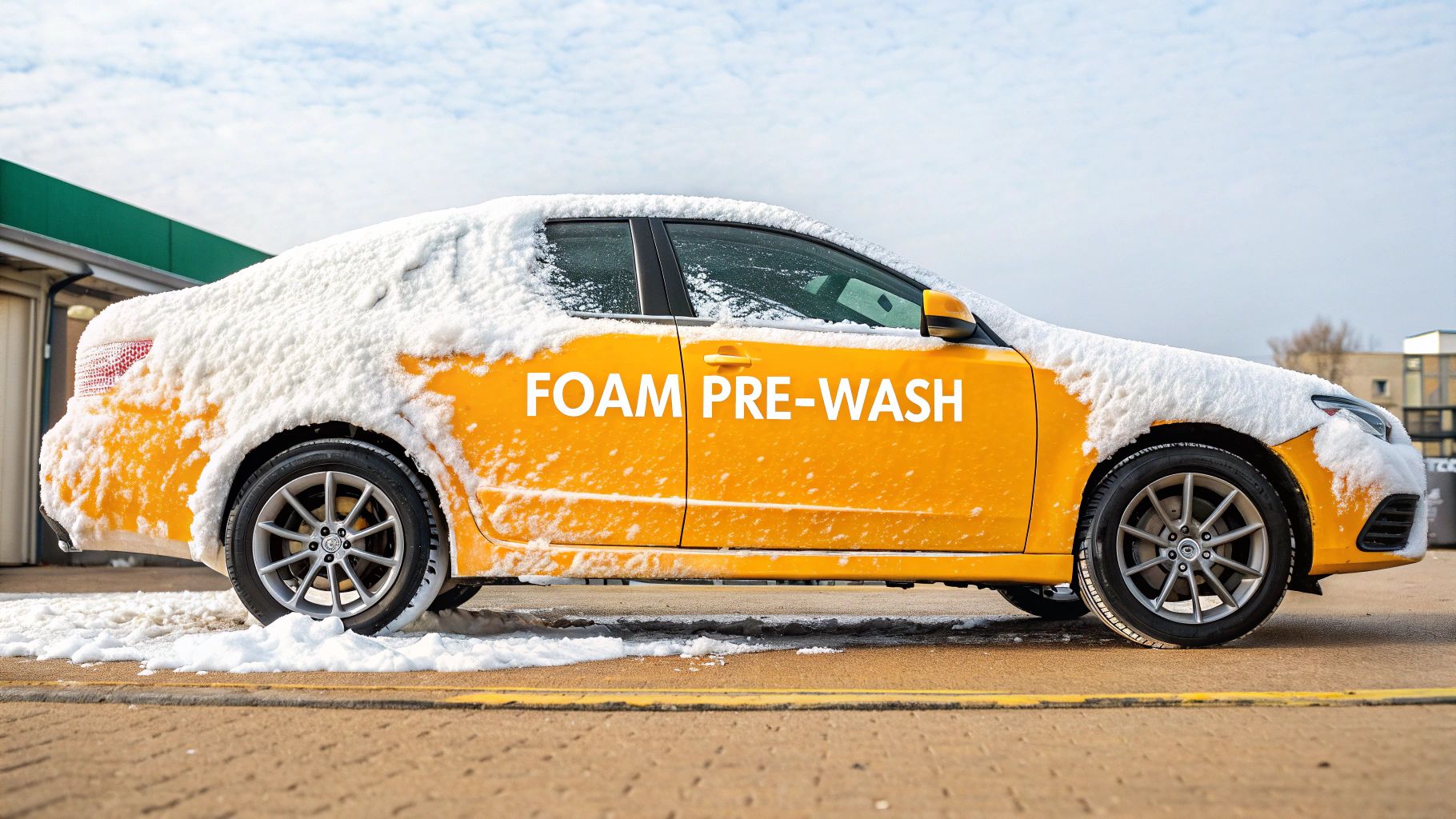 A person using two buckets with grit guards to wash a car