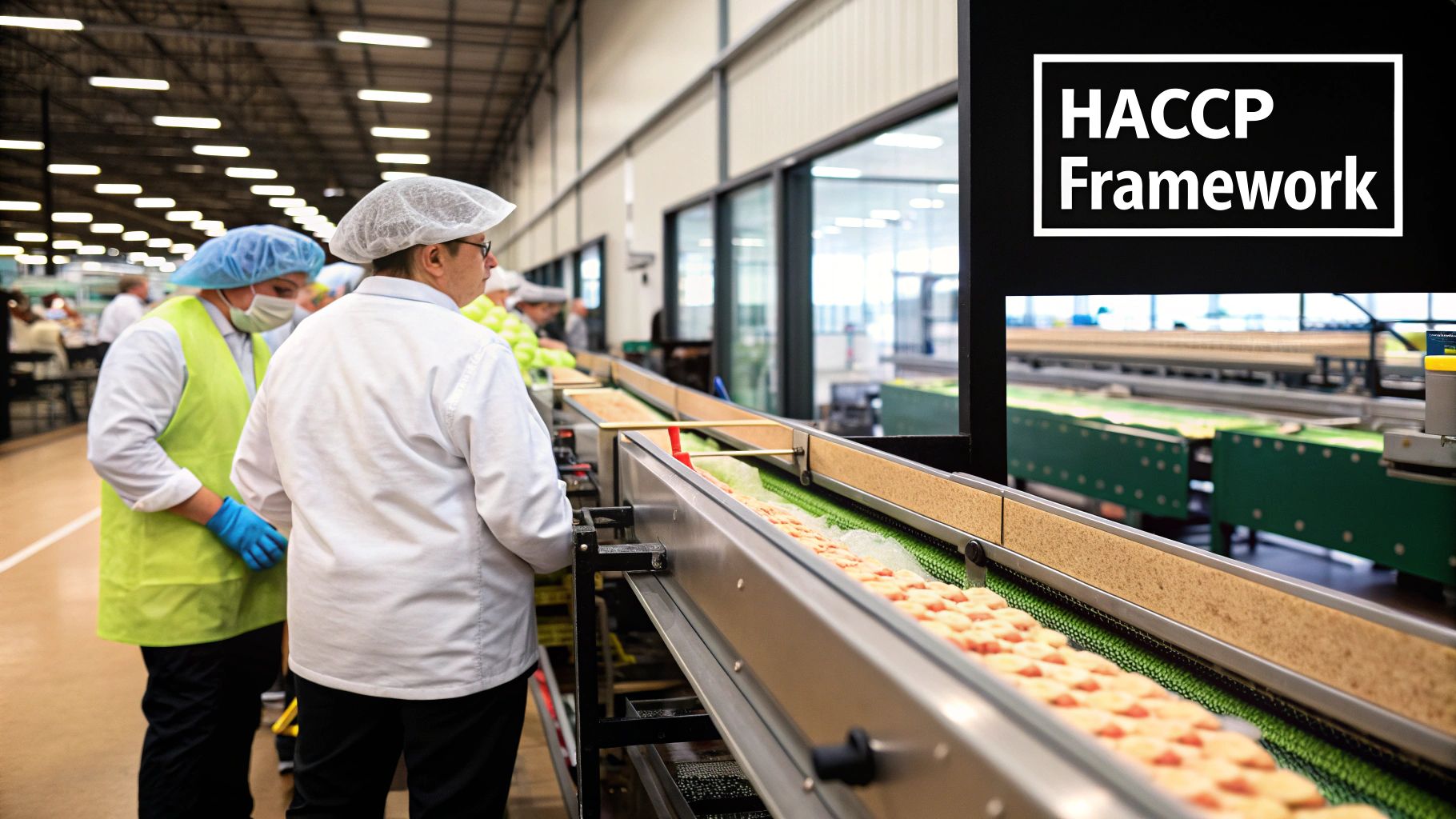 A chef carefully inspecting fresh vegetables in a clean, modern kitchen, representing the proactive nature of HACCP.