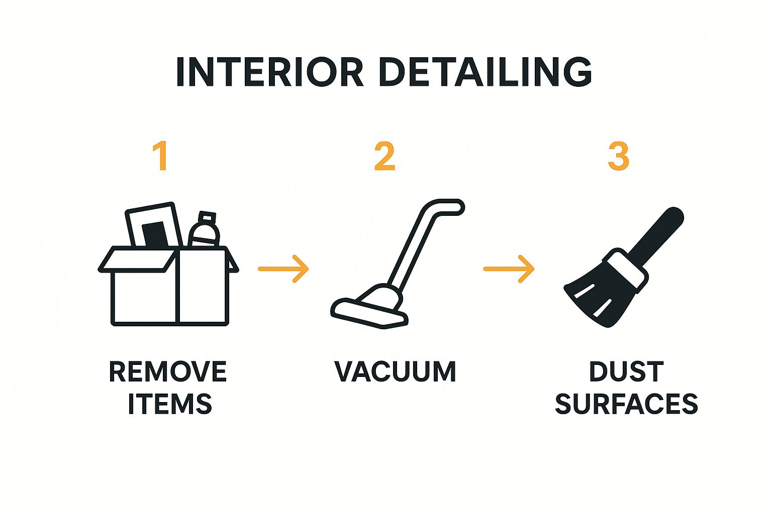 Infographic showing key data about Interior Detailing Sequence