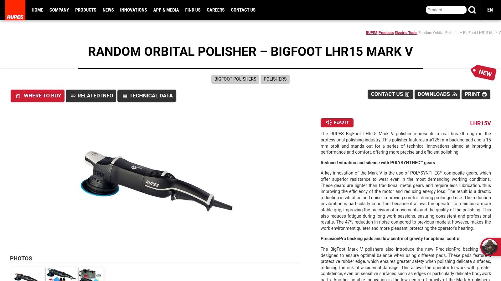 RUPES BigFoot LHR15 Mark III Random Orbital Polisher