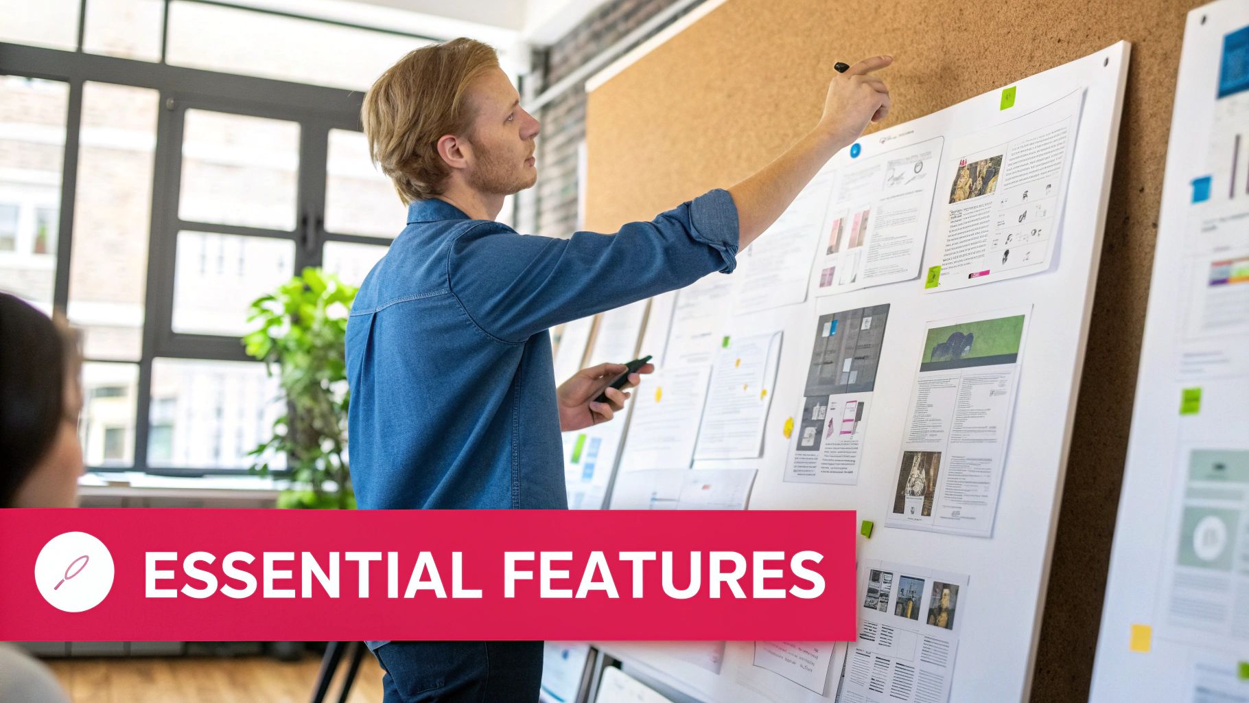 A group of essential website feature icons like a smartphone, a rocket, a shield, and a magnifying glass arranged neatly.