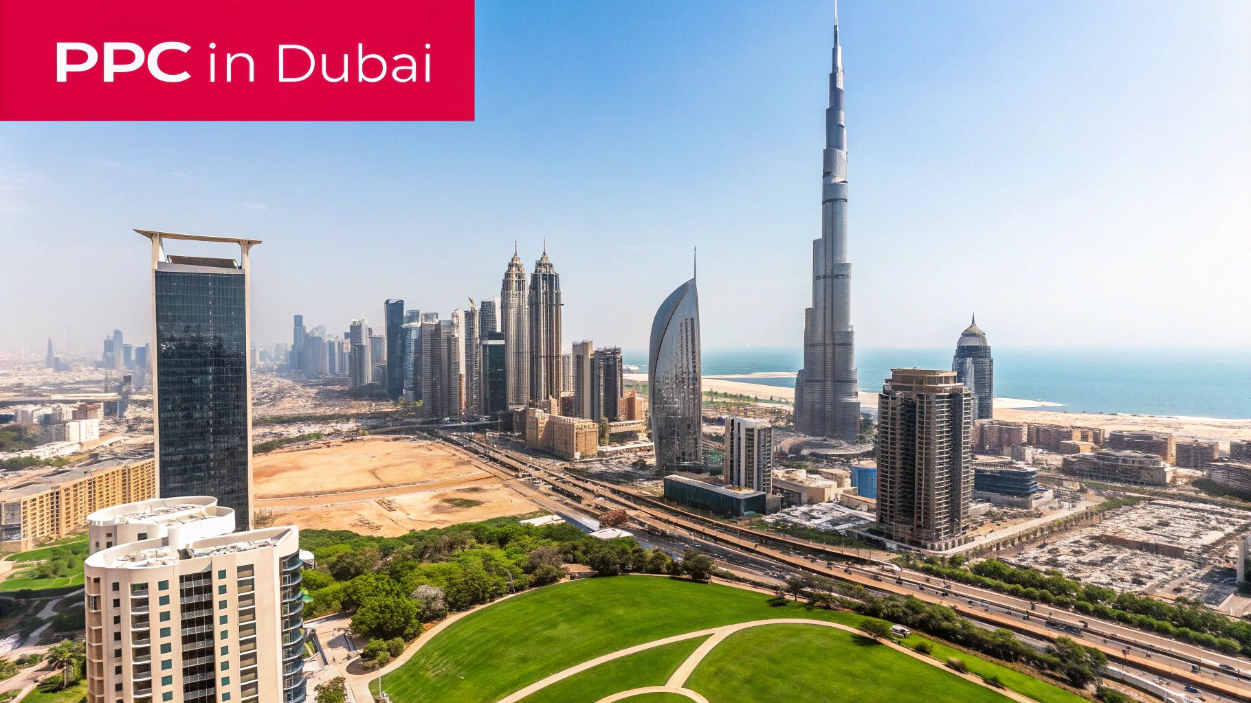 A modern cityscape of Dubai, showing skyscrapers and bustling streets, representing the vibrant business environment.