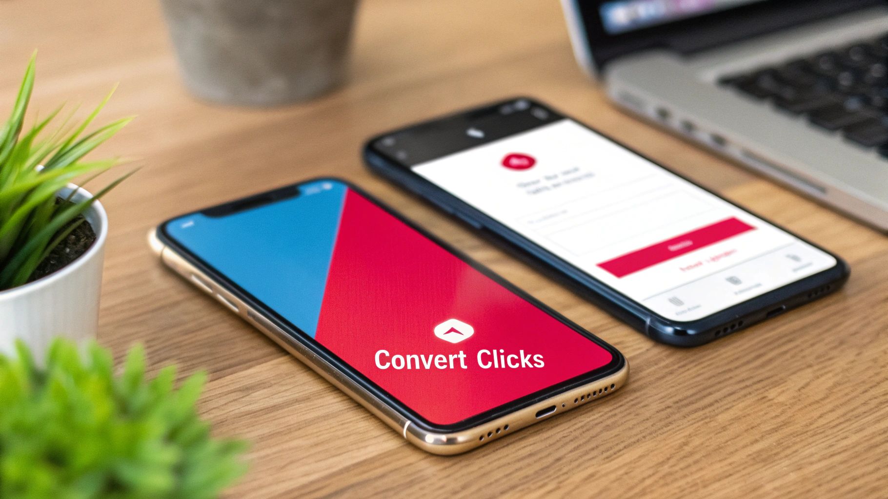 A professional works on a laptop, analysing colourful charts and graphs related to a digital marketing campaign.