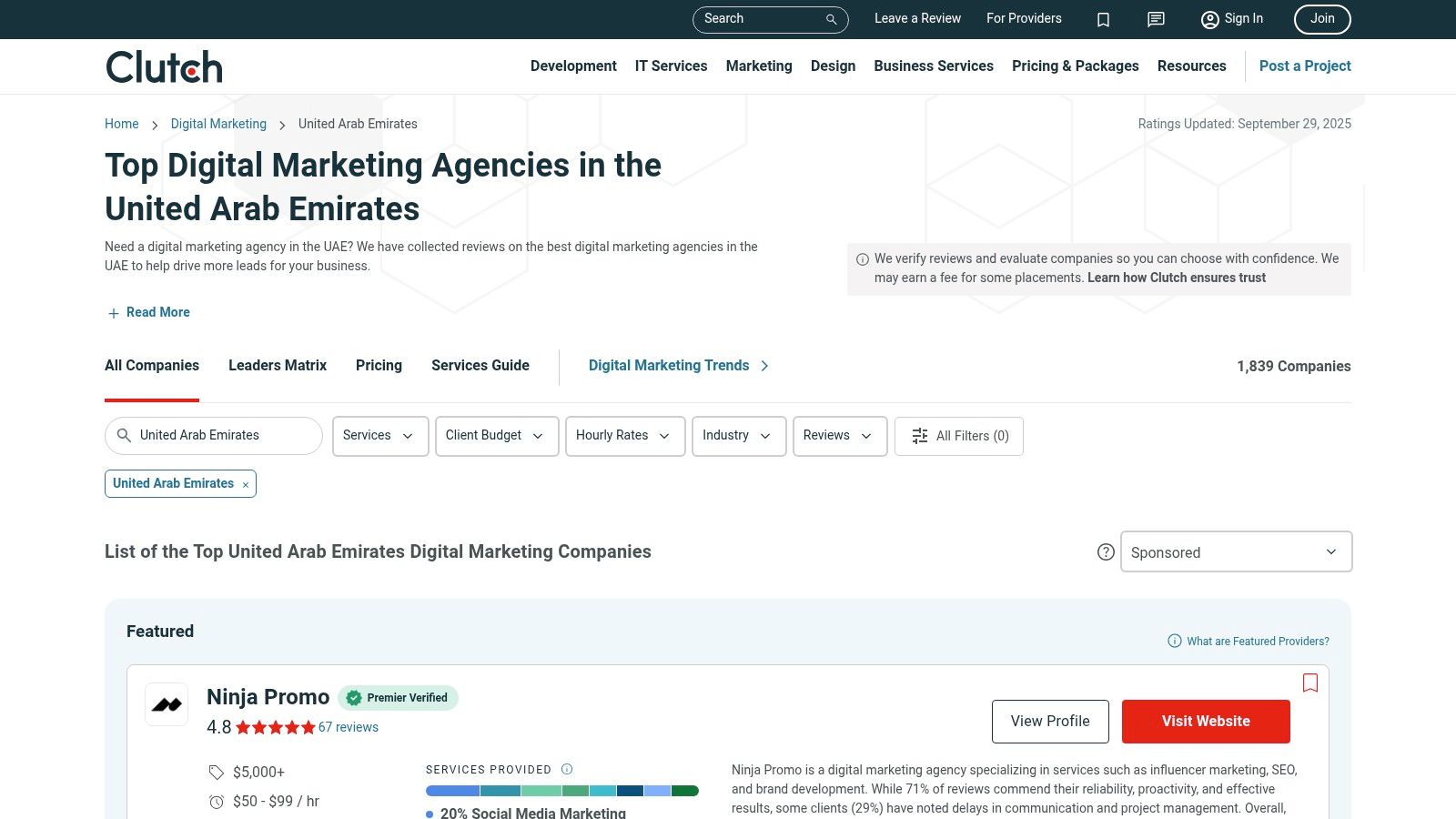 Clutch – UAE Digital Agency Rankings