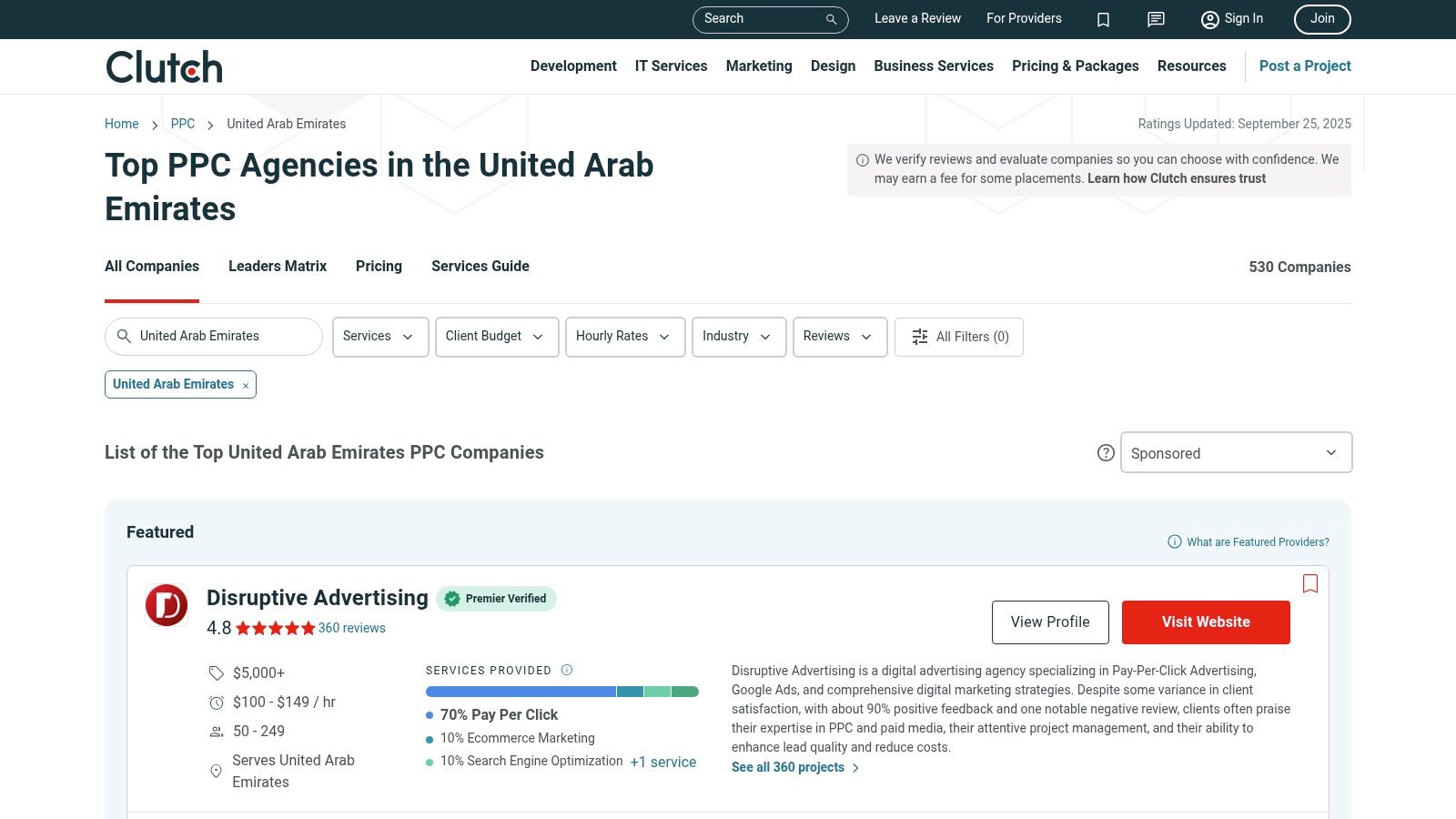 Clutch — UAE PPC Agency Listings