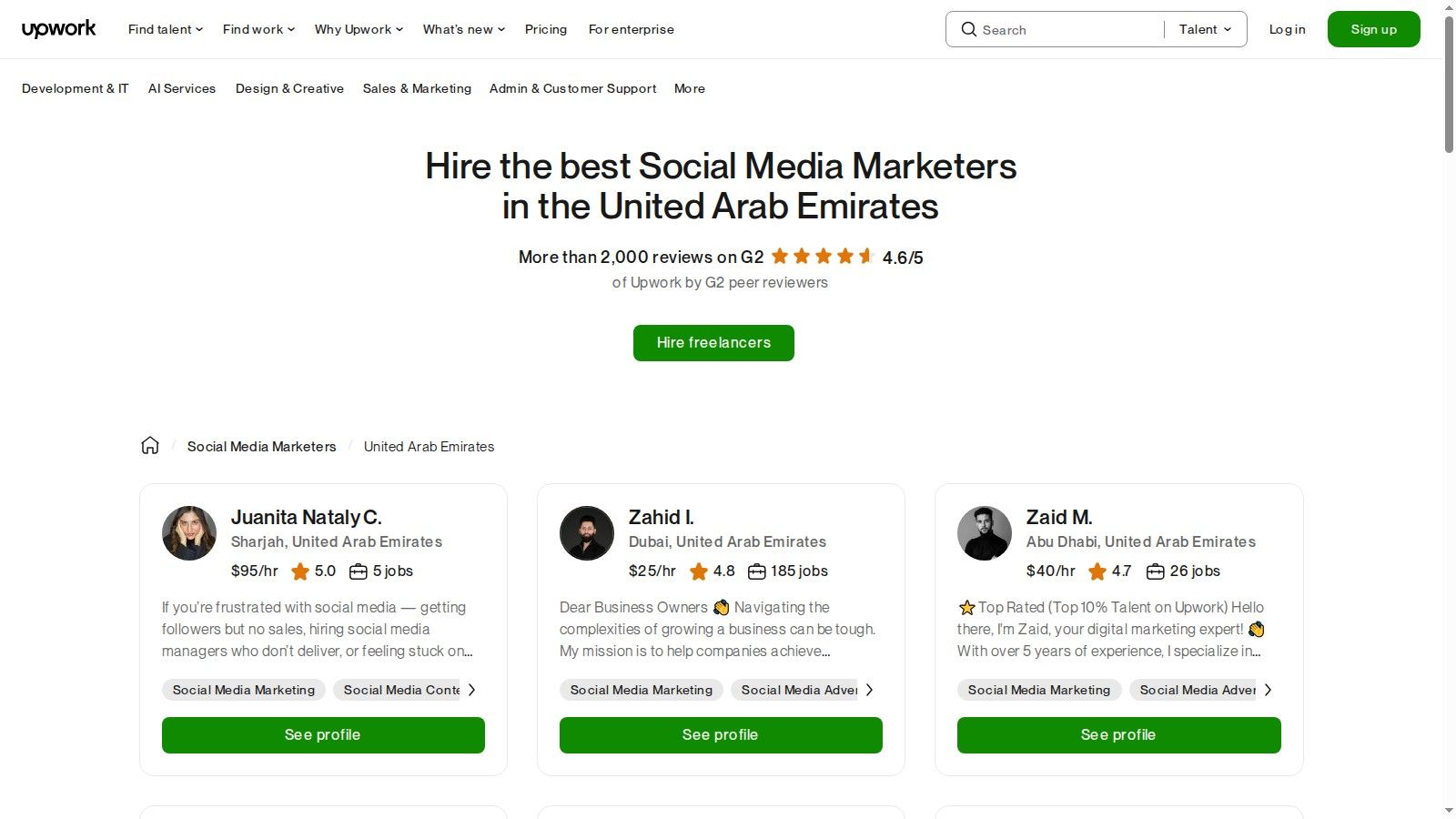 Upwork (UAE talent pages)