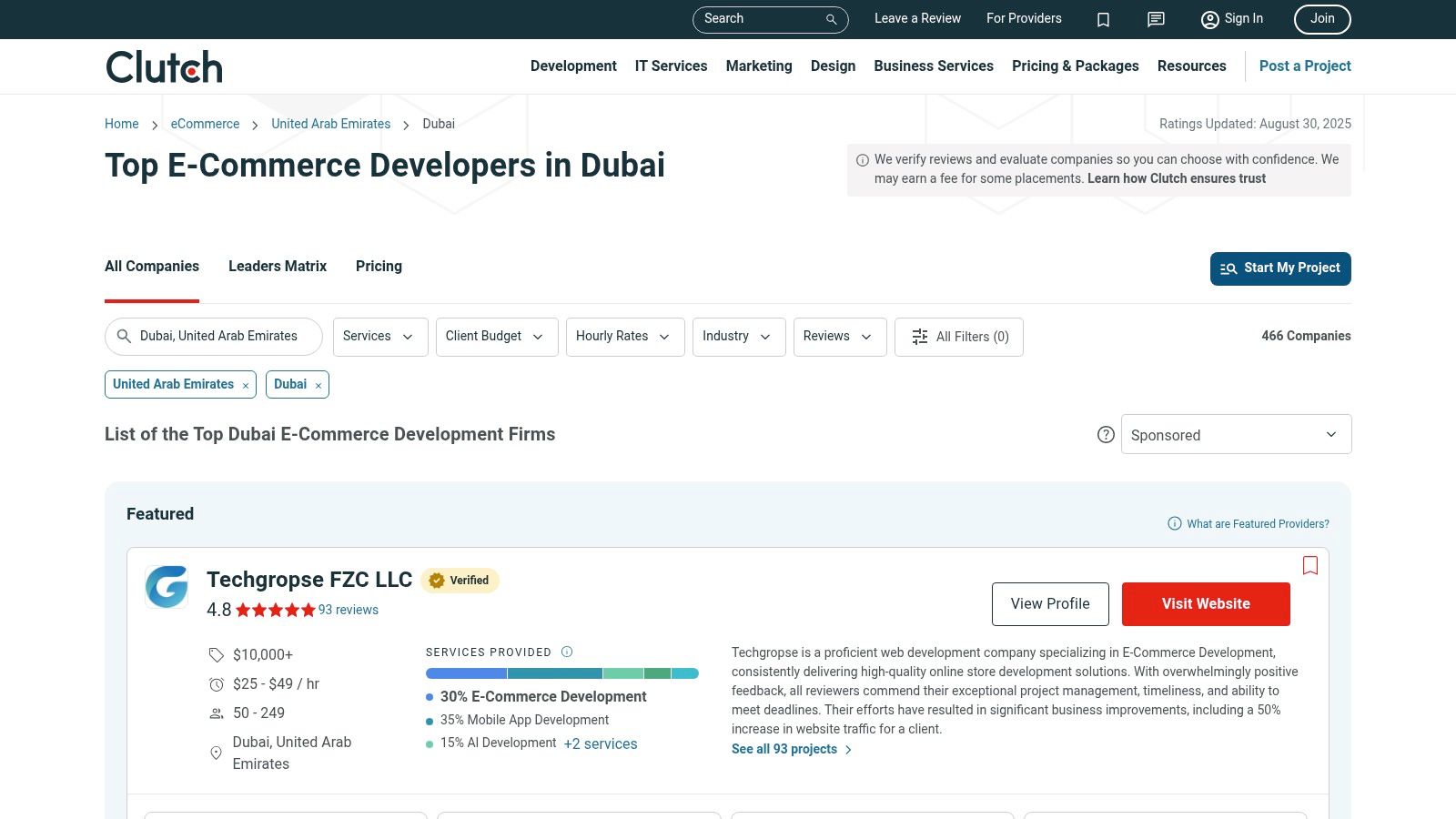 Clutch – Top E‑Commerce Developers in Dubai