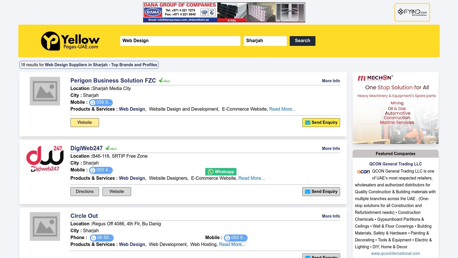 YellowPages UAE (Sharjah Web Design category)