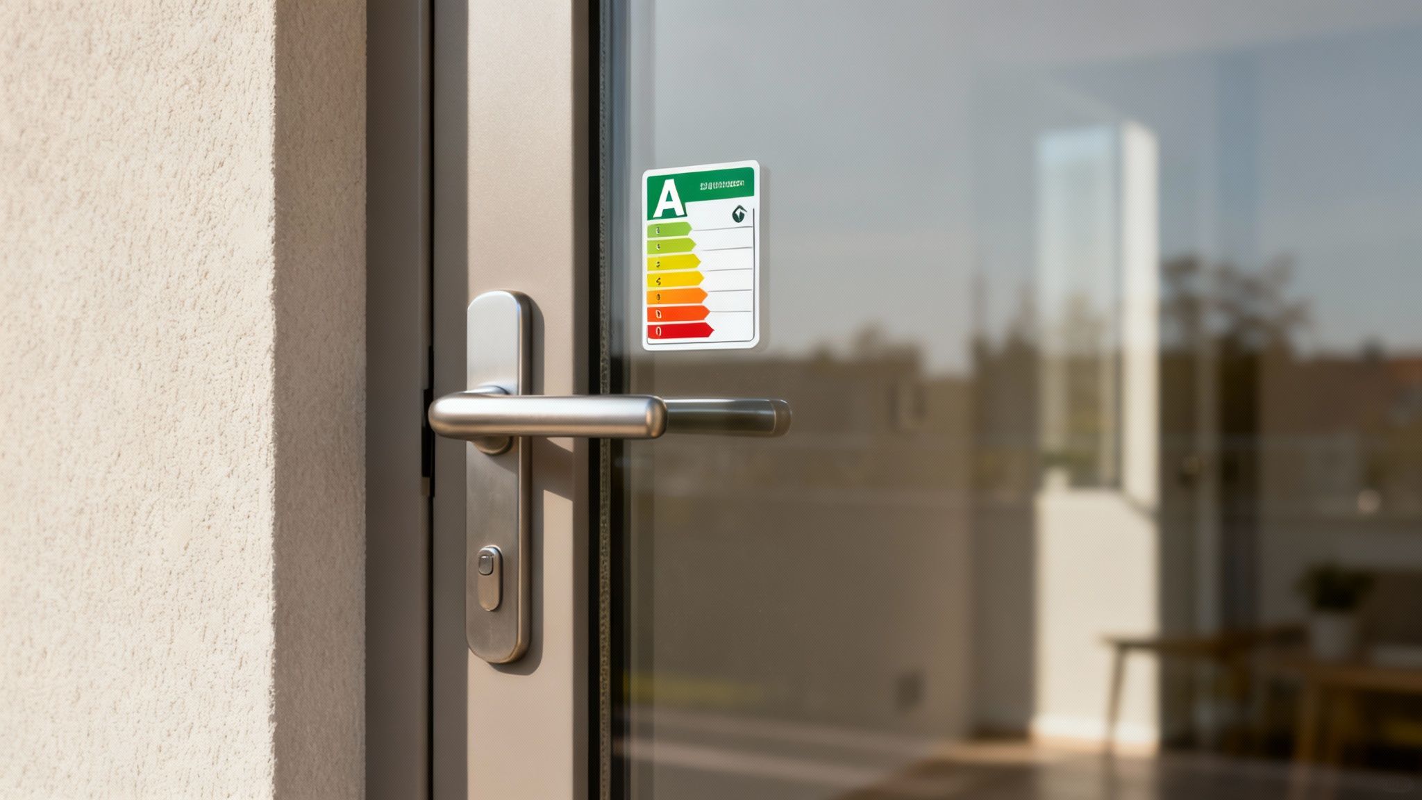 Ilustración abstracta de barras de colores que representan la eficiencia energética sin mostrar letras.