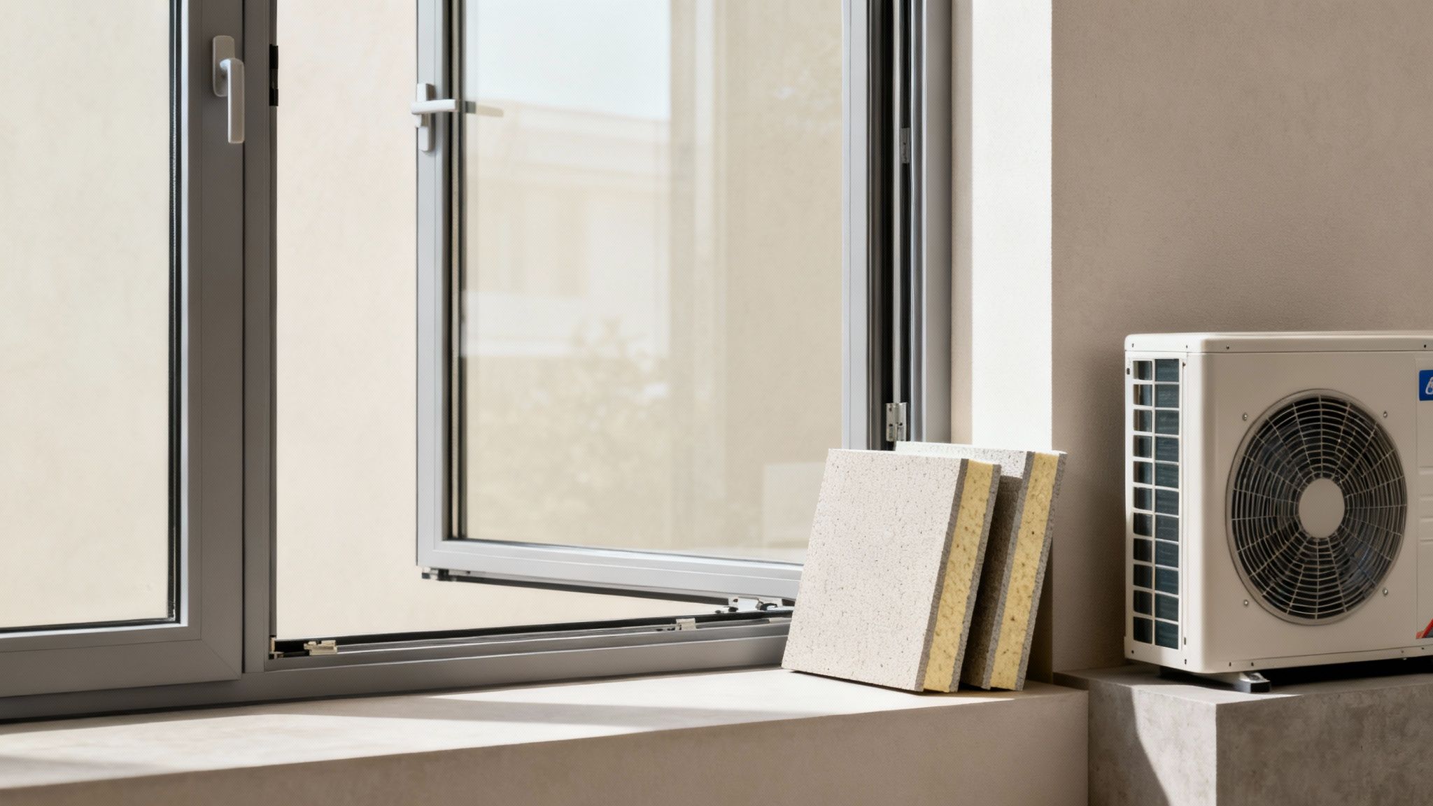 Trabajador instalando aislamiento en la fachada de una vivienda para mejorar la eficiencia energética.