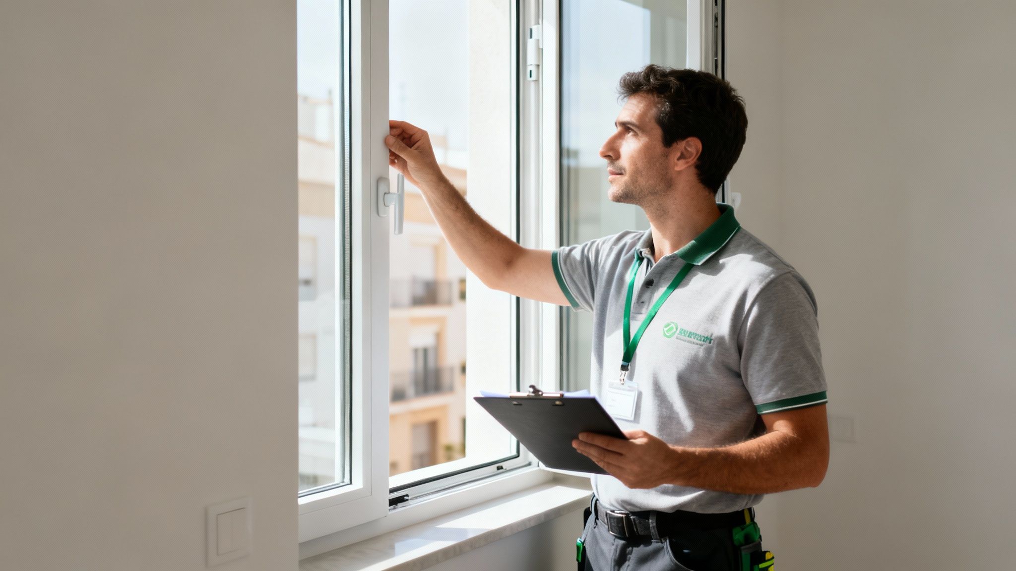 Técnico realizando una inspección de la vivienda para el certificado energético en Valencia